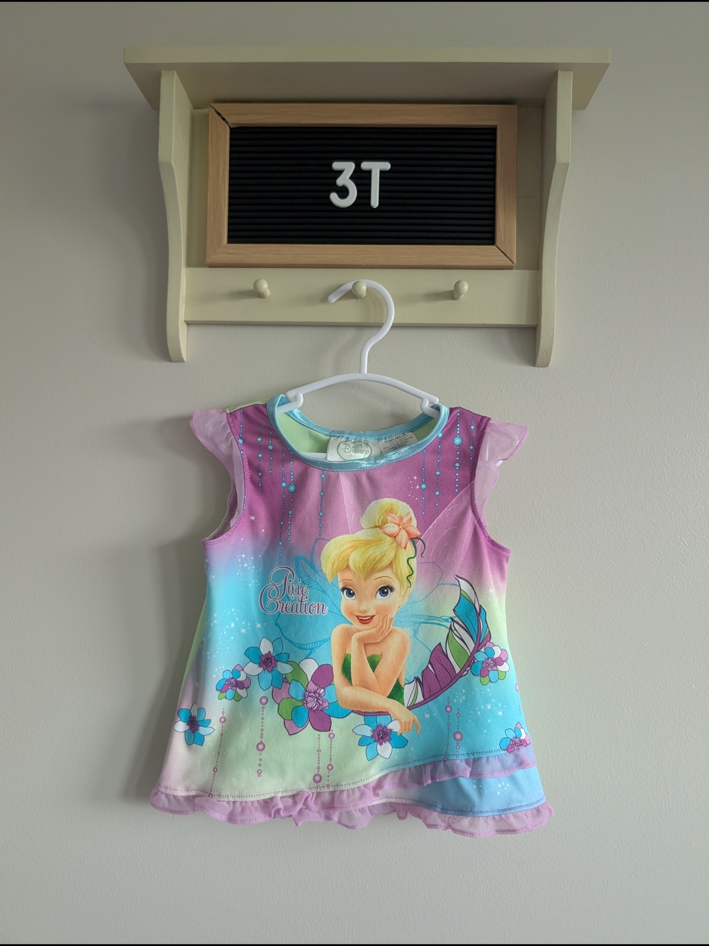 Disney Tinker Bell Pink Aqua Gradient Girls Tank Top